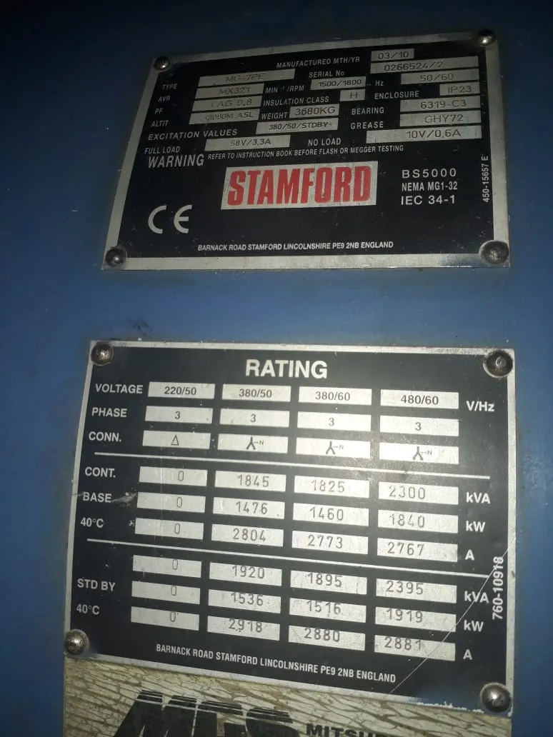Genset Bekas Mitsubishi Genset Bekas Mitsubishi, S 16 R-PTAA-2, 2000 Kva, Open Type. genset mitsubishi bekas generator stamford type engine s 16 r ptaa2 2000 kvatahun 2014 open type 1